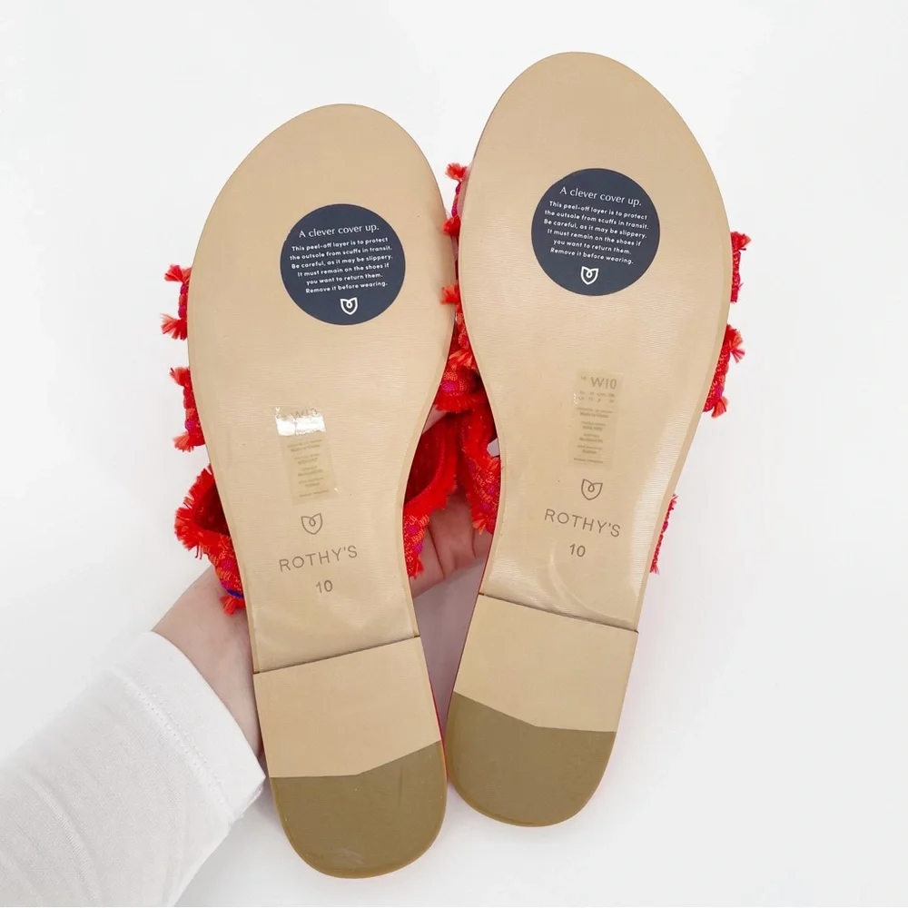 Rothy’s Triple Band Fringe Sandals in Bright Red Women’s - Picture 5 of 5